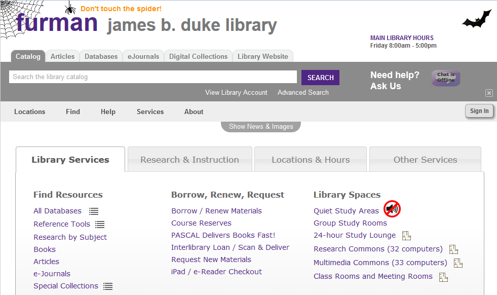 Furman Library's LibGuides CMS  Halloween Decorations
