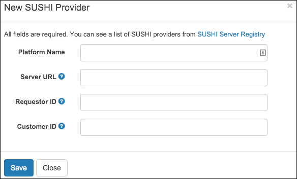 The Add a SUSHI provider screen