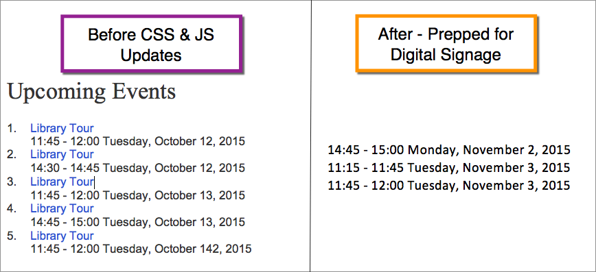 LibCal Calendar Widgets: Before & After