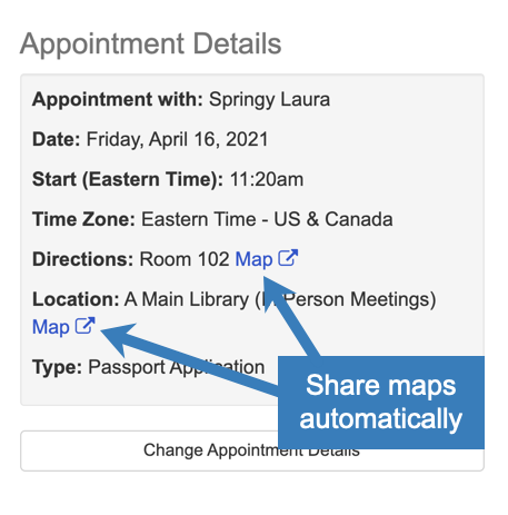 Share appointment maps automatically